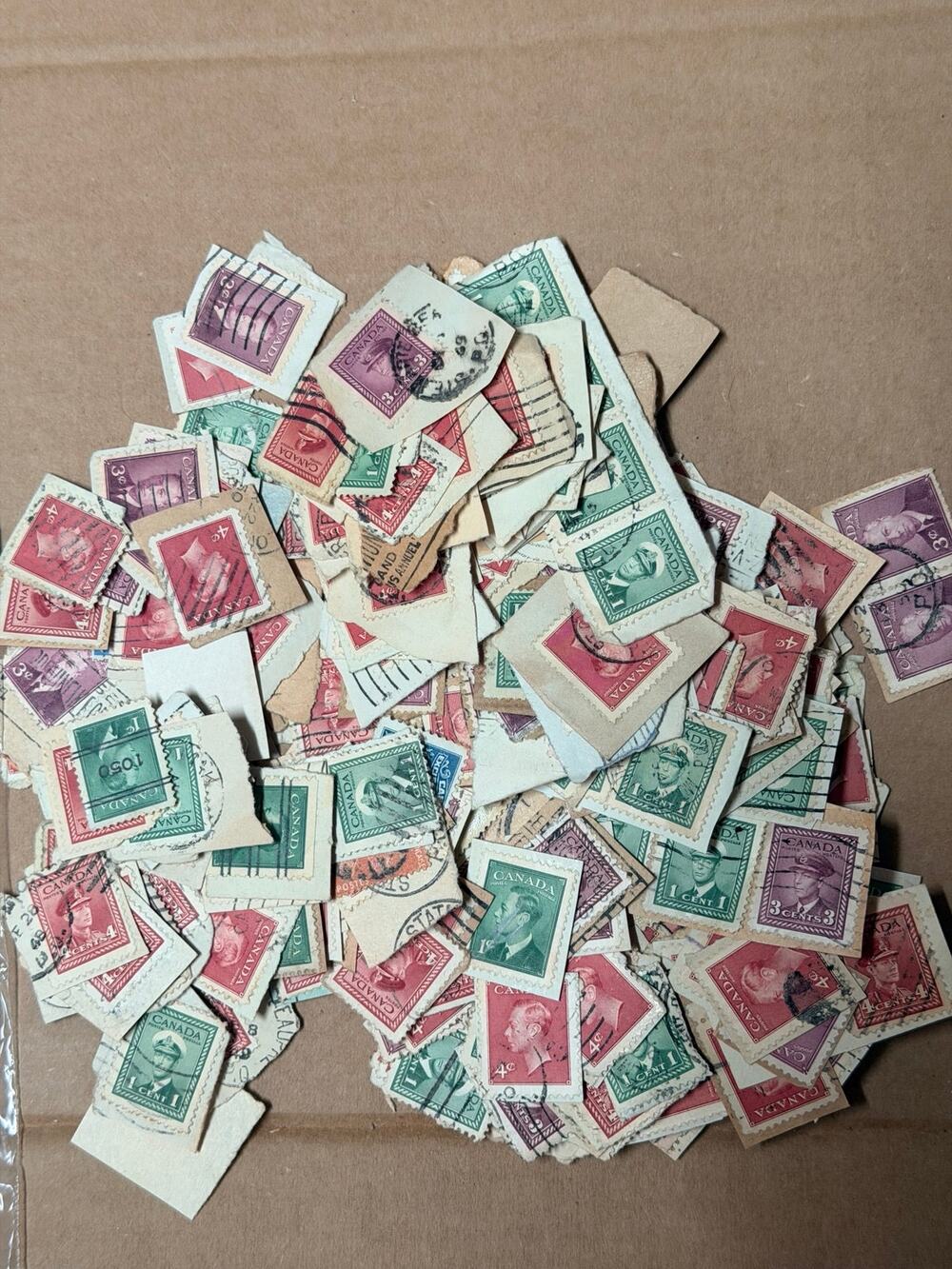 Vintage Canadian Postage Stamp Lot – Used & Cancelled Stamps on Paper